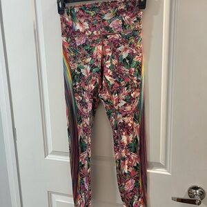 Lululemon Wunder Under Floral and Striped Leggings Size 8